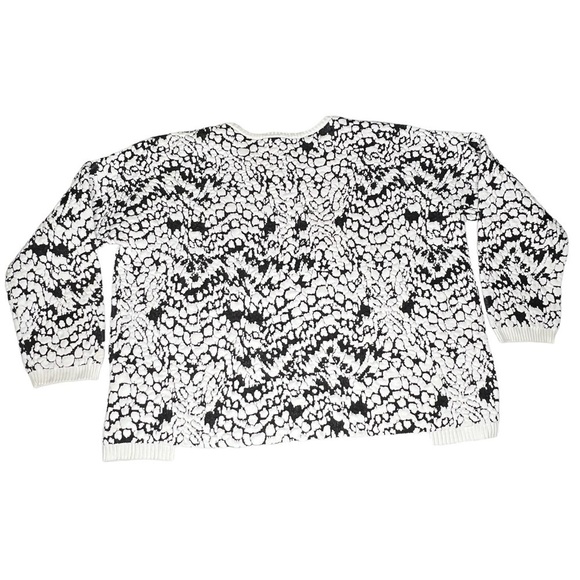 FRENCH CONNECTION Textured Long Sleeve Sweater Black White Women's S - Picture 8 of 12